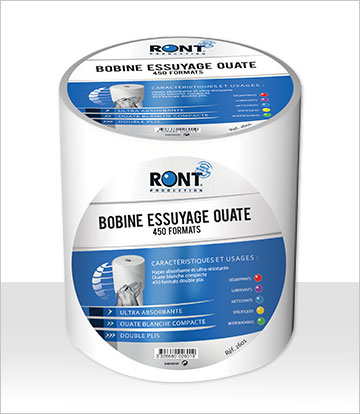 Bobine d'essuyage bleu Ouate